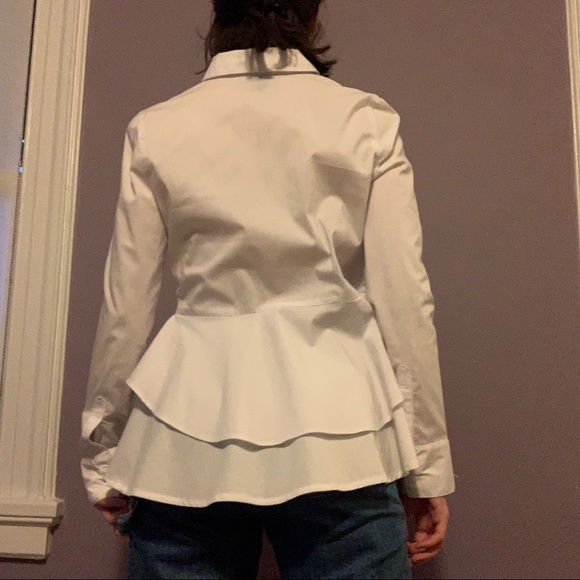White ruffled button down - Picture 2 of 3